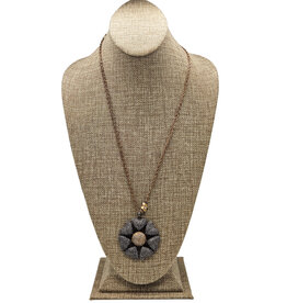 Gildas Gewels GG-N102 Pave Diamond Flower on Vintage Chain Necklace