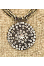 Gildas Gewels GG-N105 Vintage Crystal Medalion and Pyrite w turqoise Necklace