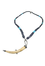 Gildas Gewels GG-N103 Horn on Turqoisue and Black Ebony Necklace