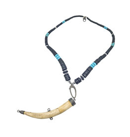 Gildas Gewels GG-N103 Horn on Turqoisue and Black Ebony Necklace