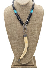 Gildas Gewels GG-N103 Horn on Turqoisue and Black Ebony Necklace