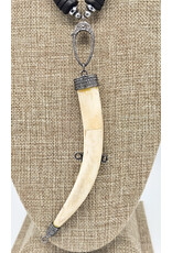 Gildas Gewels GG-N103 Horn on Turqoisue and Black Ebony Necklace
