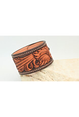 Floral Cuff 2 snap dark brown  sz. 8-9