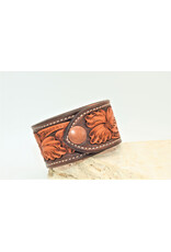 Floral Cuff 2 snap dark brown  sz. 8-9