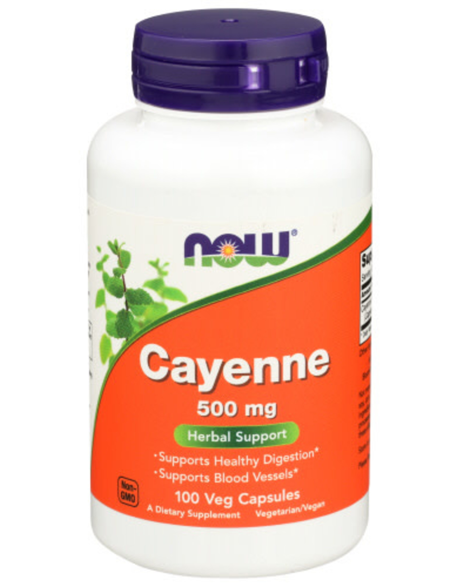 NOW® NOW CAYENNE 500 MG. HERBAL SUPPORT DIETARY SUPPLEMENT, 100 COUNT