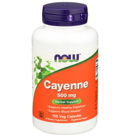 NOW® NOW CAYENNE 500 MG. HERBAL SUPPORT DIETARY SUPPLEMENT, 100 COUNT