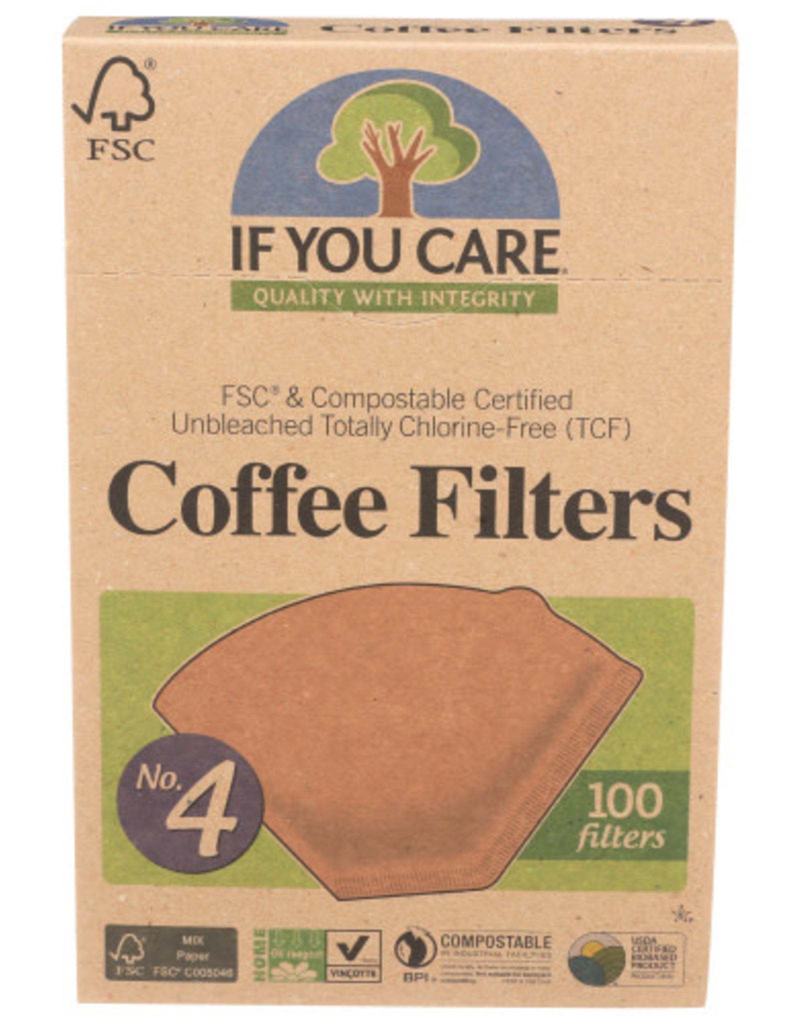 IF YOU CARE IF YOU CARE FSC CERTIFIED NO. 4 COFFEE FILTERS, 100 FILTERS