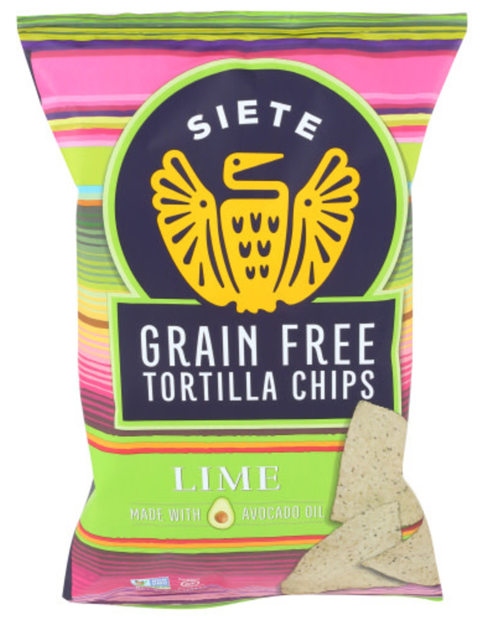 SIETE SIETE GRAIN FREE TORTILLA CHIPS, LIME, 5 OZ.