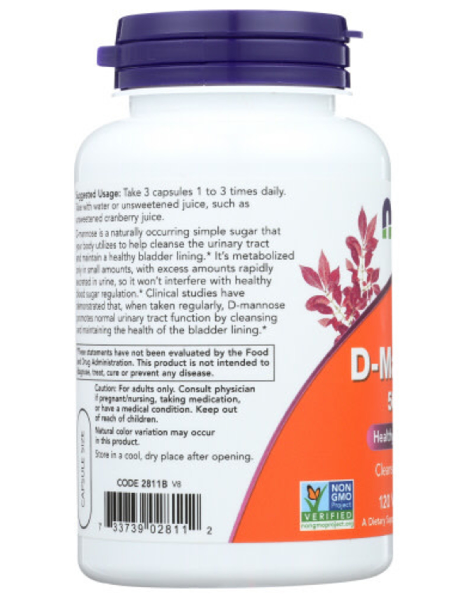NOW® NOW D-MANNOSE POWDER 500 MG, 120 CAPS.