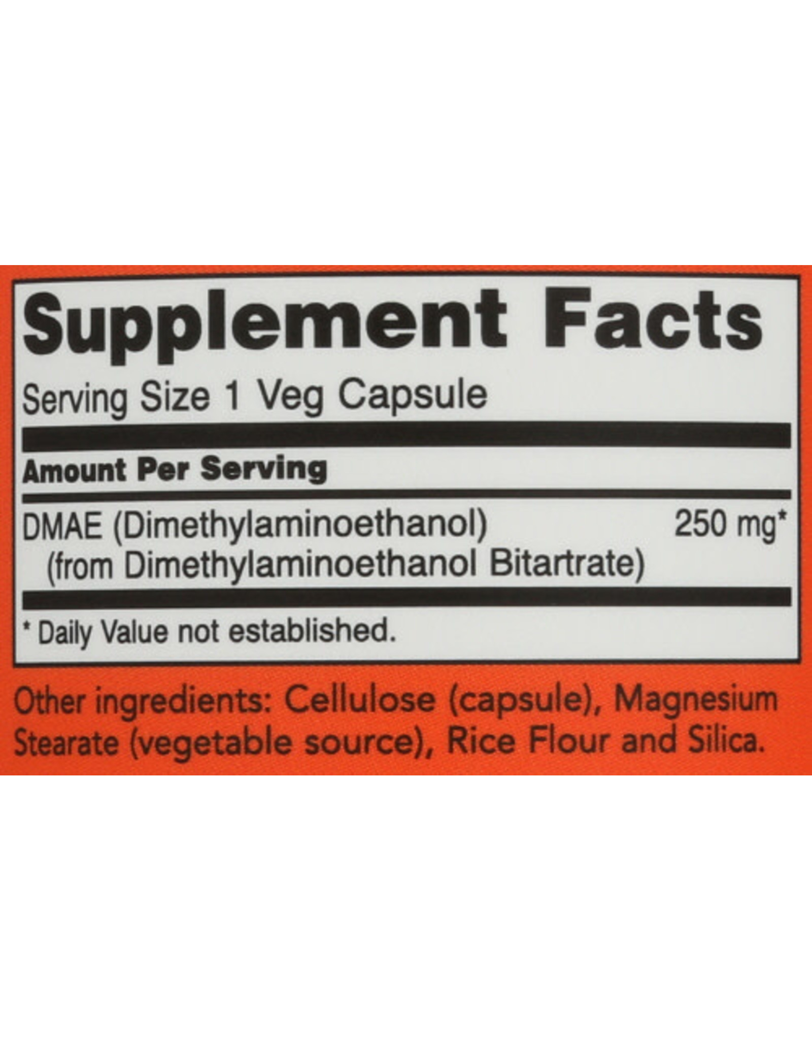 NOW FOODS NOW DMAE 250 MG. HEALTHY BRAIN FUNCTION DIETARY SUPPLEMENT, 100 CAPSULES