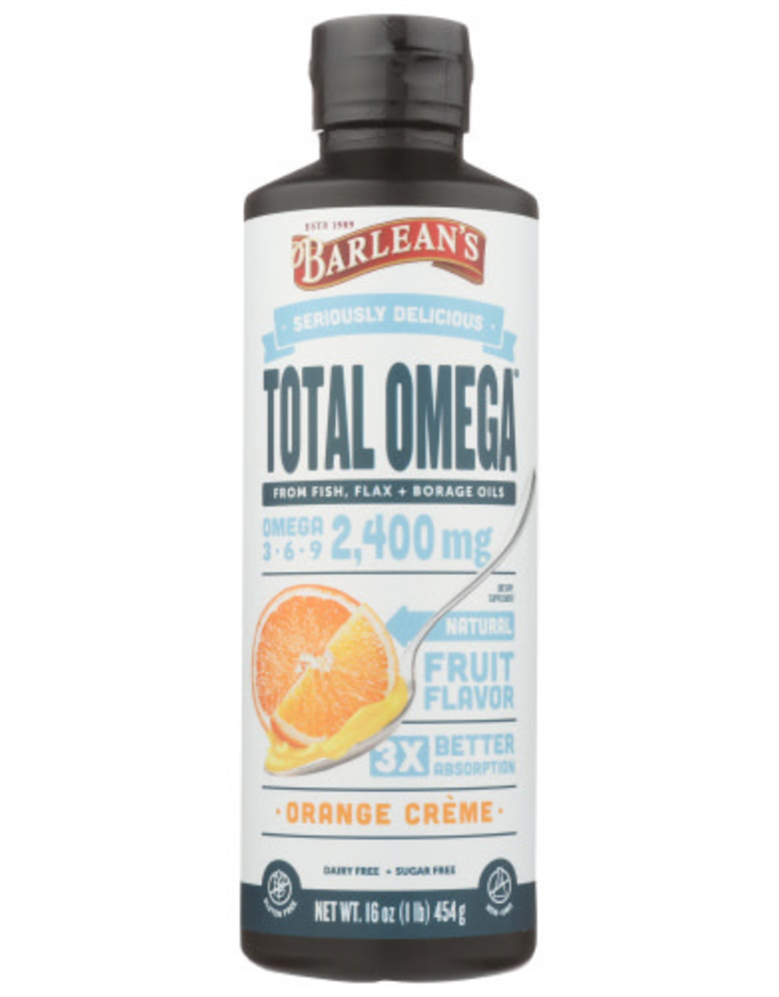 BARLEAN'S BARLEAN'S OMEGA SWIRL 3-6-9 TOTAL OMEGA DIETARY SUPPLEMENT, ORANGE CREAM, 16 OZ.