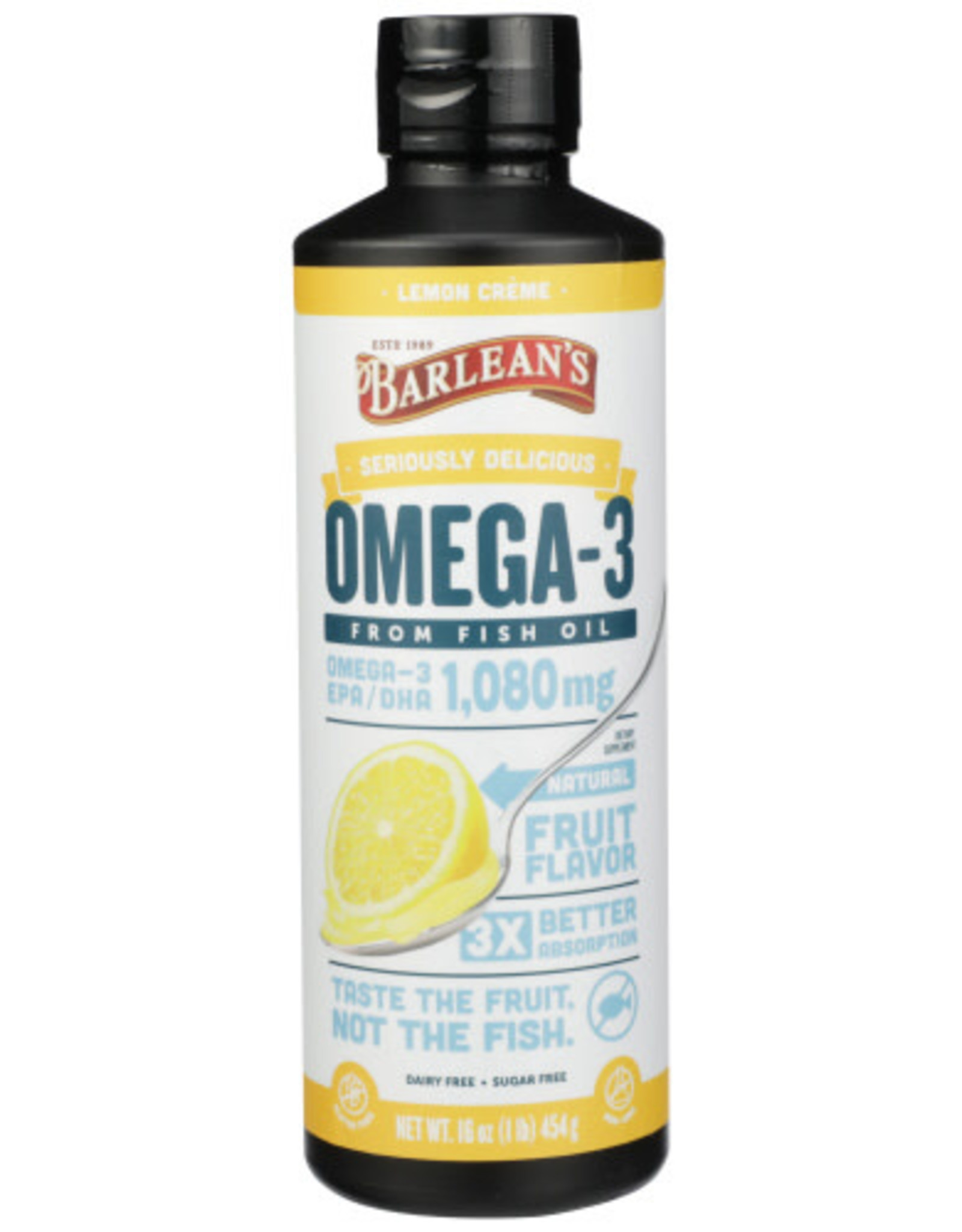 BARLEAN'S BARLEAN'S OMEGA SWIRL FISH OIL SUPPLEMENT, LEMON ZEST, 16 OZ.