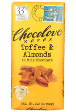 CHOCOLOVE® CHOCOLOVE CHOCOLATE , TOFFEE & ALMONDS IN MILK CHOCOLATE, 3.2 OZ.