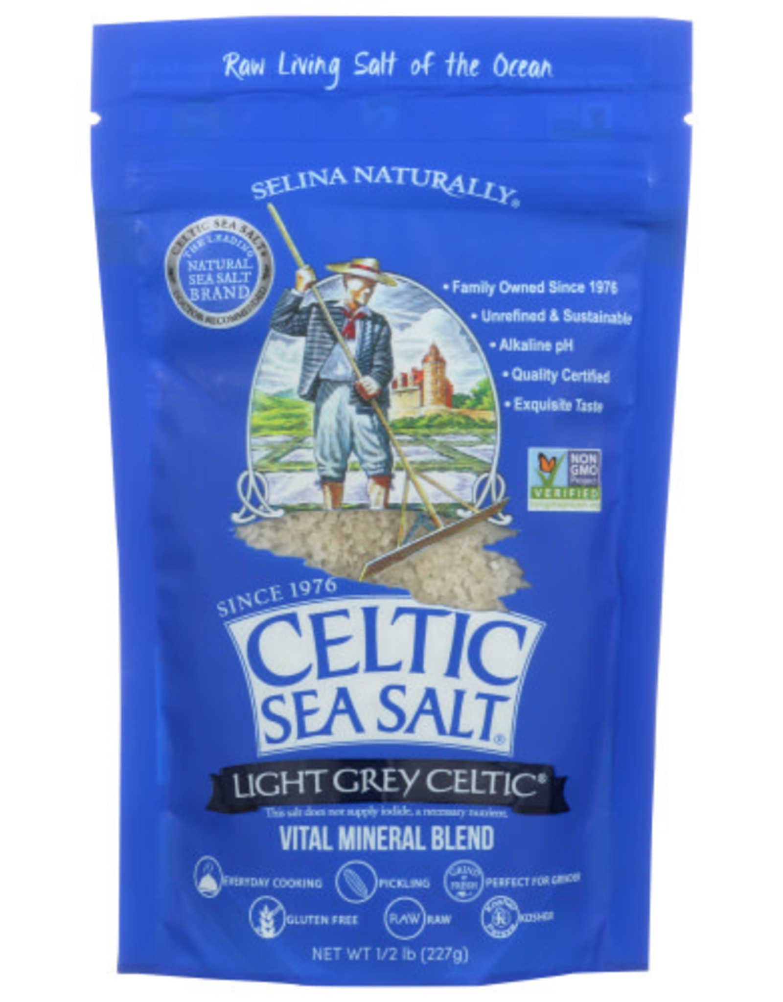 CELTIC SEA SALT CELTIC SEA SALT, LIGHT GREY CELTIC, 1/2 LB.