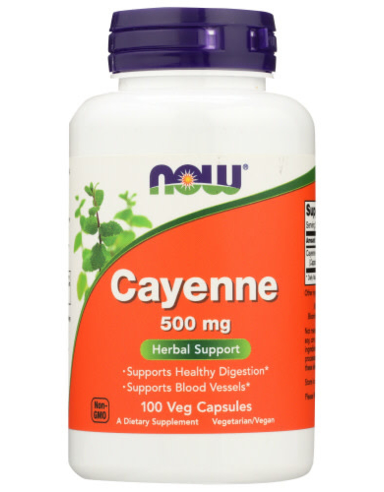 NOW® NOW CAYENNE 500 MG. HERBAL SUPPORT DIETARY SUPPLEMENT, 100 COUNT