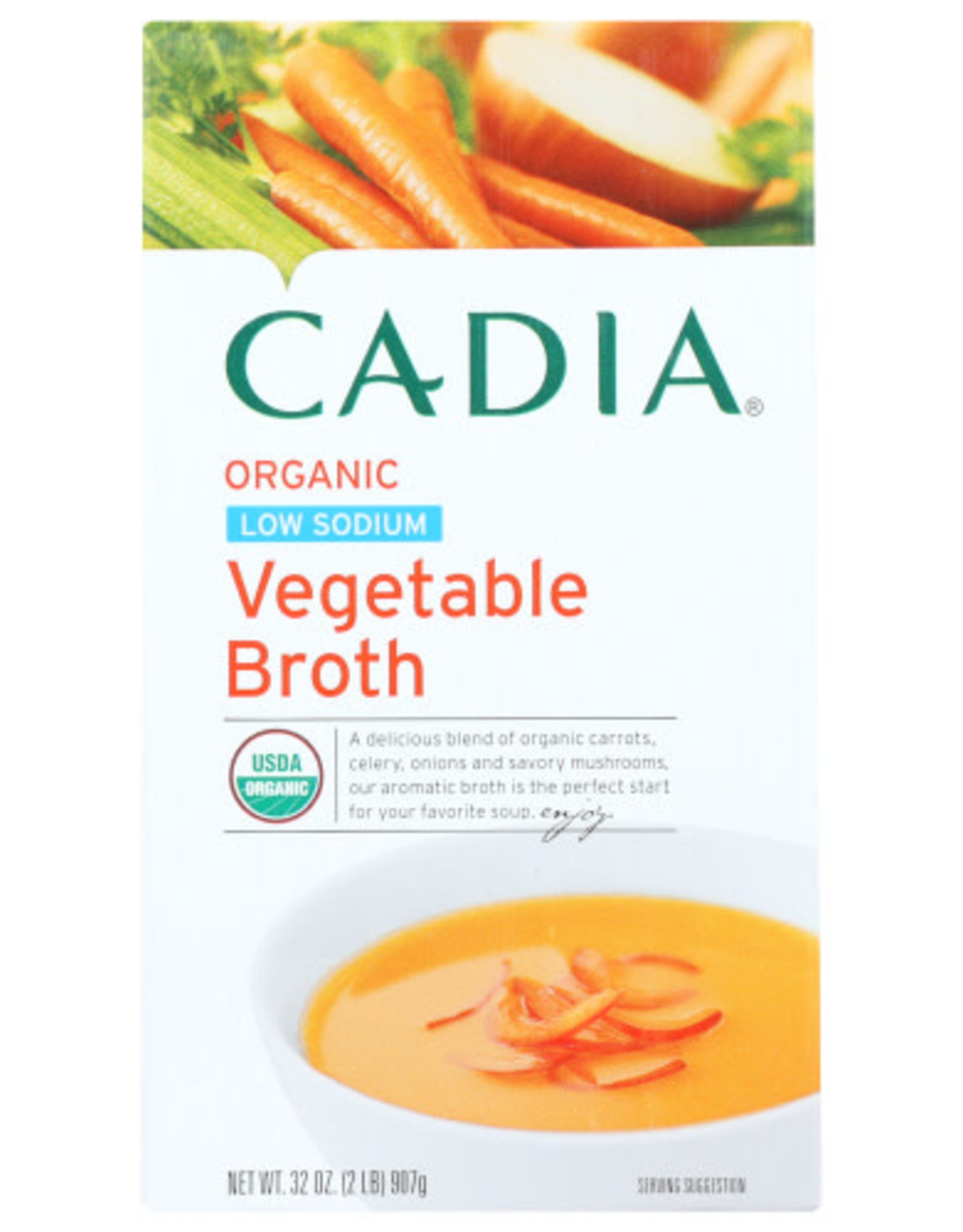 CADIA CADIA ORGANIC LOW SODIUM VEGETABLE BROTH, 32 OZ.