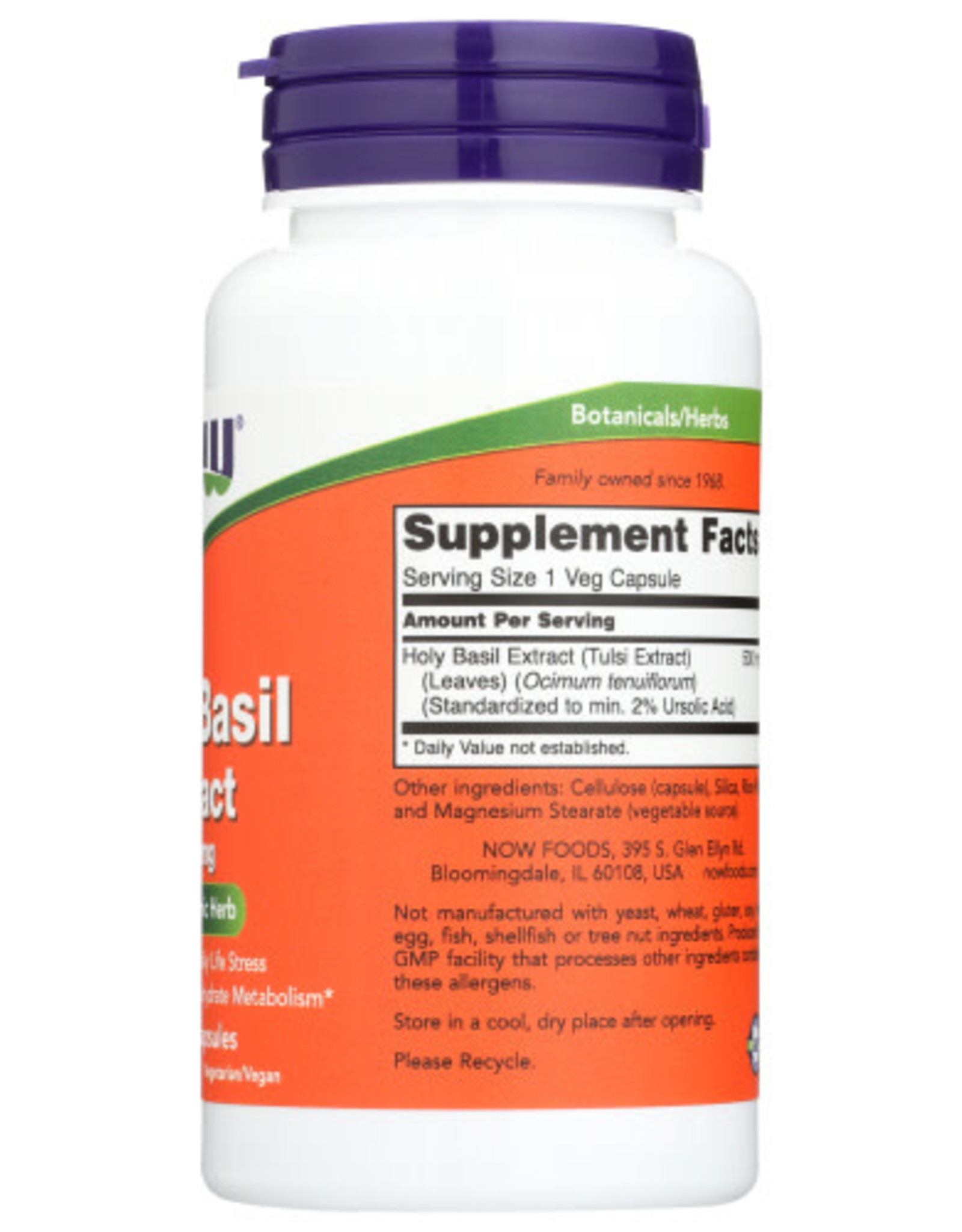 NOW FOODS X Now Holy Basil Extract 500mg Adaptogenic Herb 90 Veg Capsules