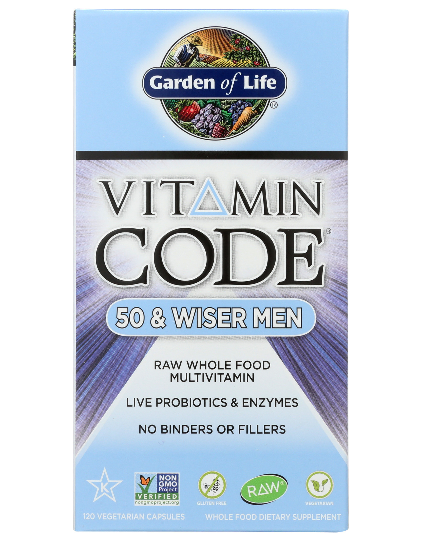 GARDEN OF LIFE® GARDEN OF LIFE VITAMIN CODE 50 & WISER MEN RAW WHOLE FOOD MULTIVITAMIN DIETARY SUPPLEMENT, 120 CAPSULES