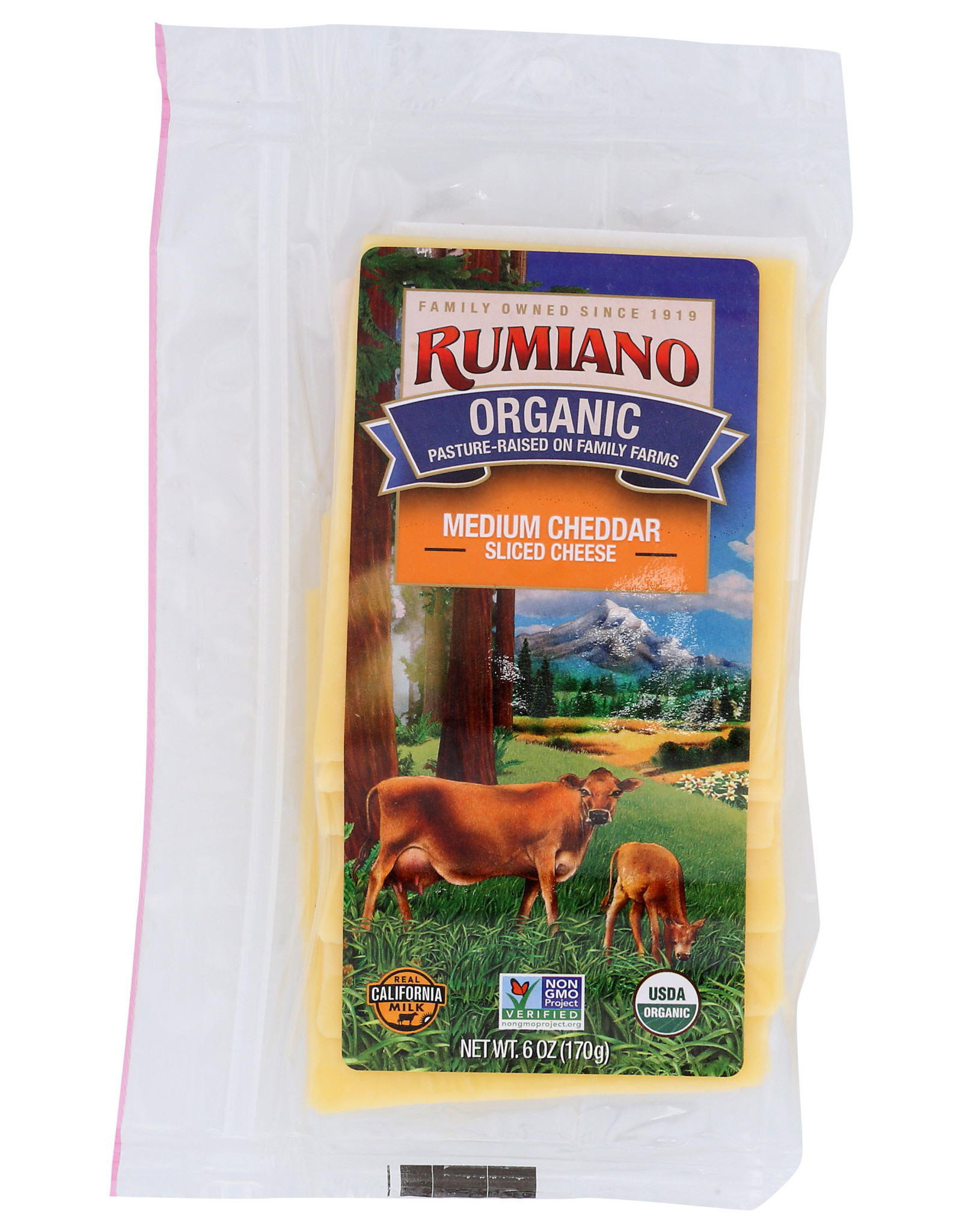 RUMIANO FAMILY RUMIANO FAMILY ORGANIC CHEESE, SLICED MEDIUM CHEDDAR SHINGLE, 6 OZ.