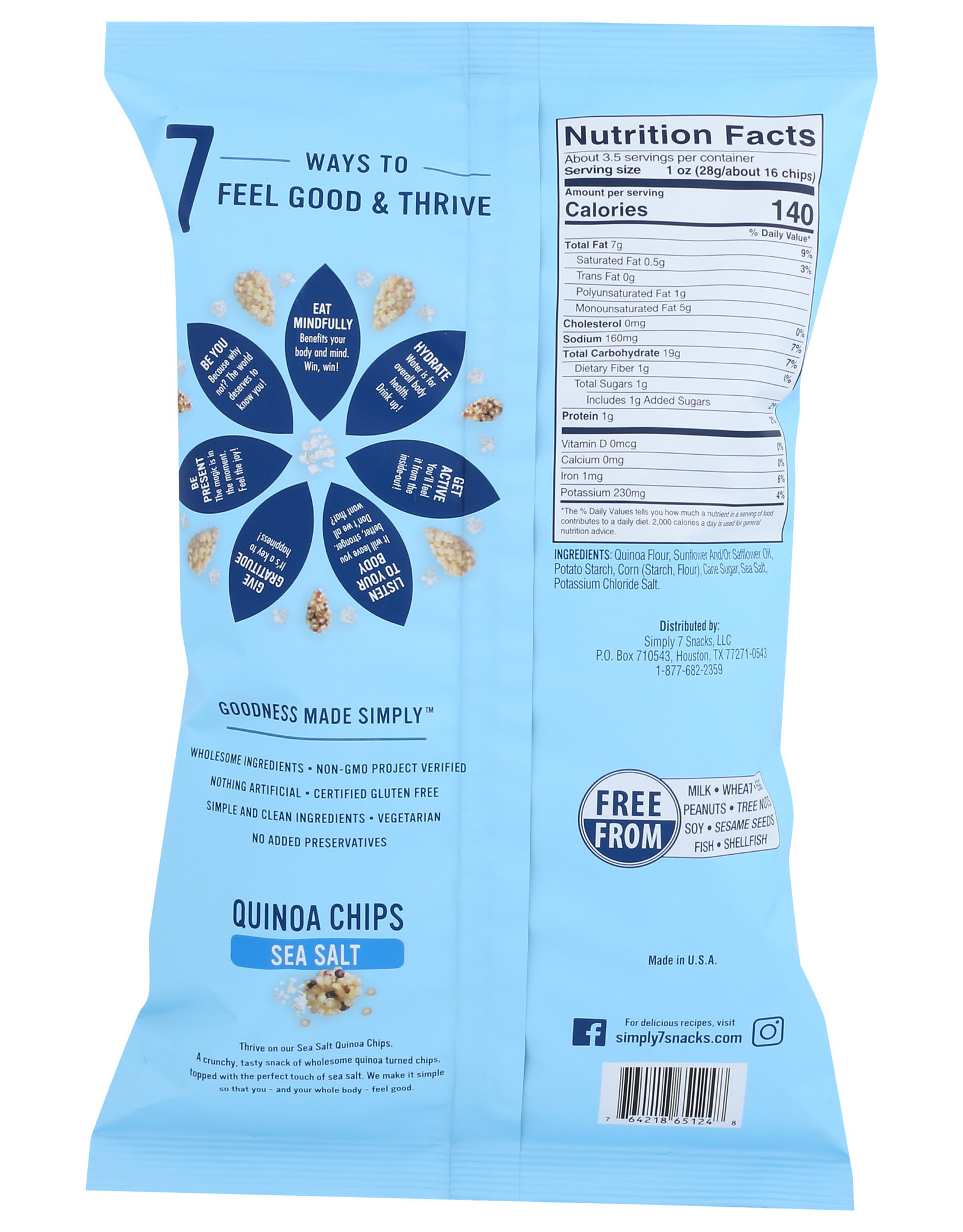 SIMPLY 7 SIMPLY7 QUINOA CHIPS, SEA SALT, 3.5 OZ.