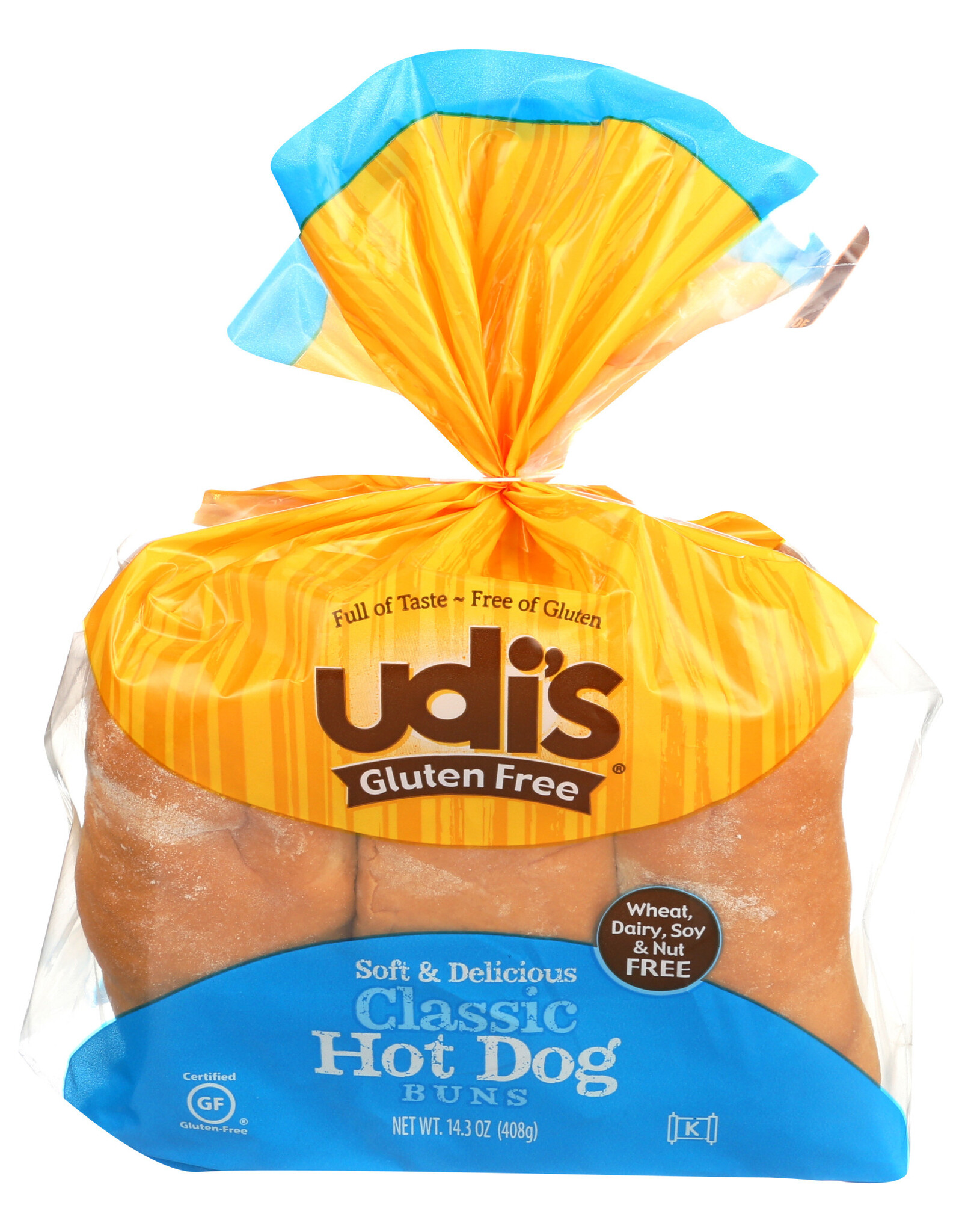 UDIS UDI'S BUNS, HOTDOG, 6 COUNT, 14.3 OZ.