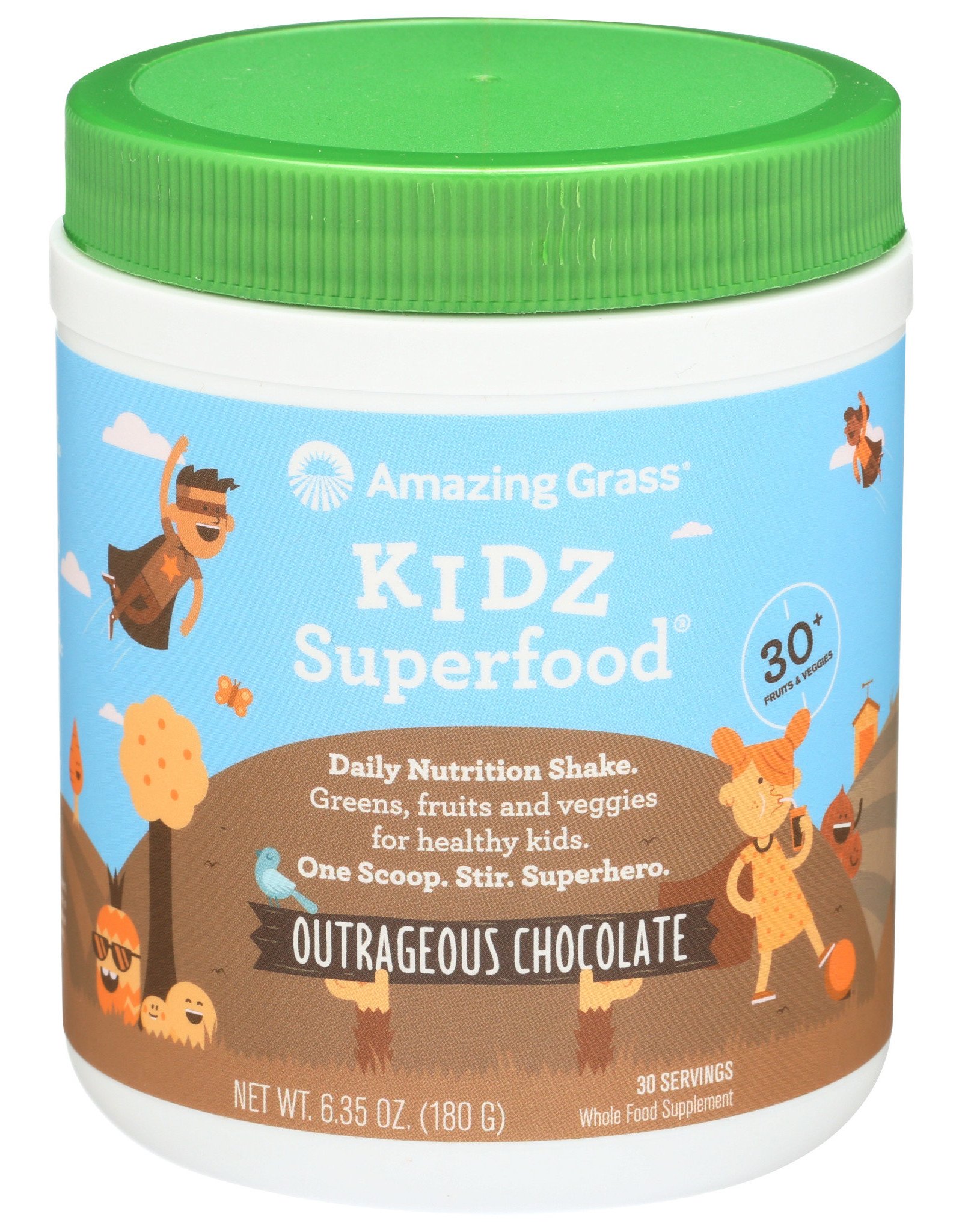 AMAZING GRASS KIDZ SUPERFOOD, OUTRAGEOUS CHOCOLATE, 6.35 OZ.
