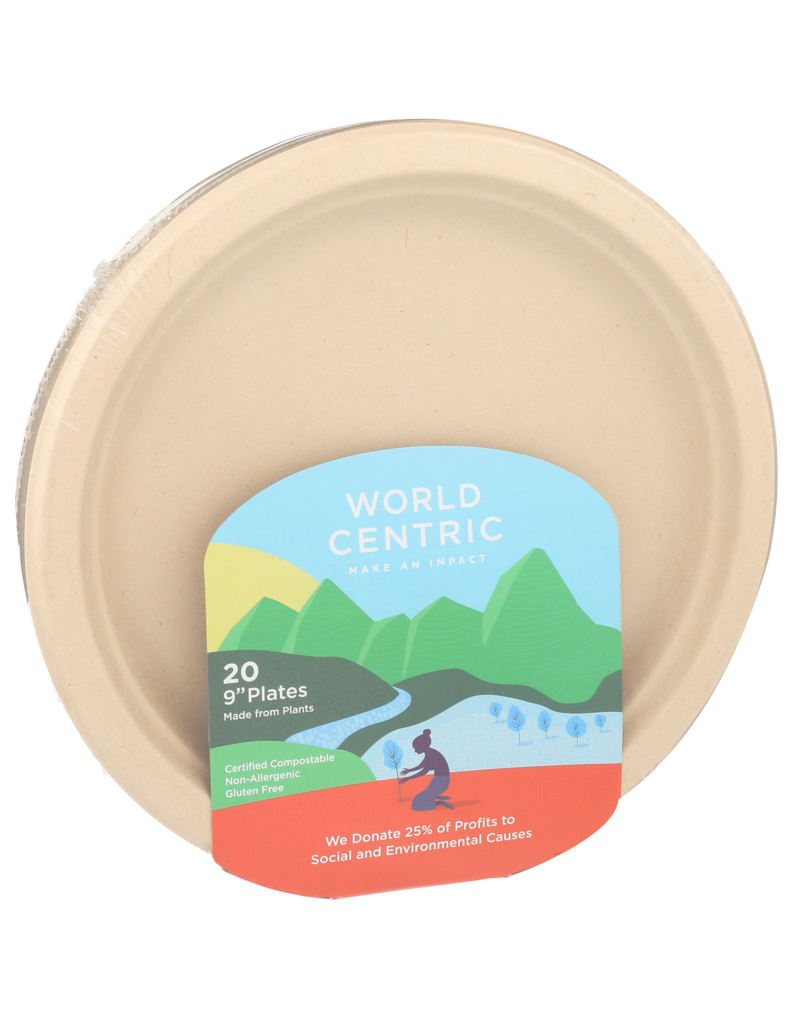 WORLD CENTRIC COMPOSTABLE WHEAT STRAW 9 IN. PLATES, 20 COUNT
