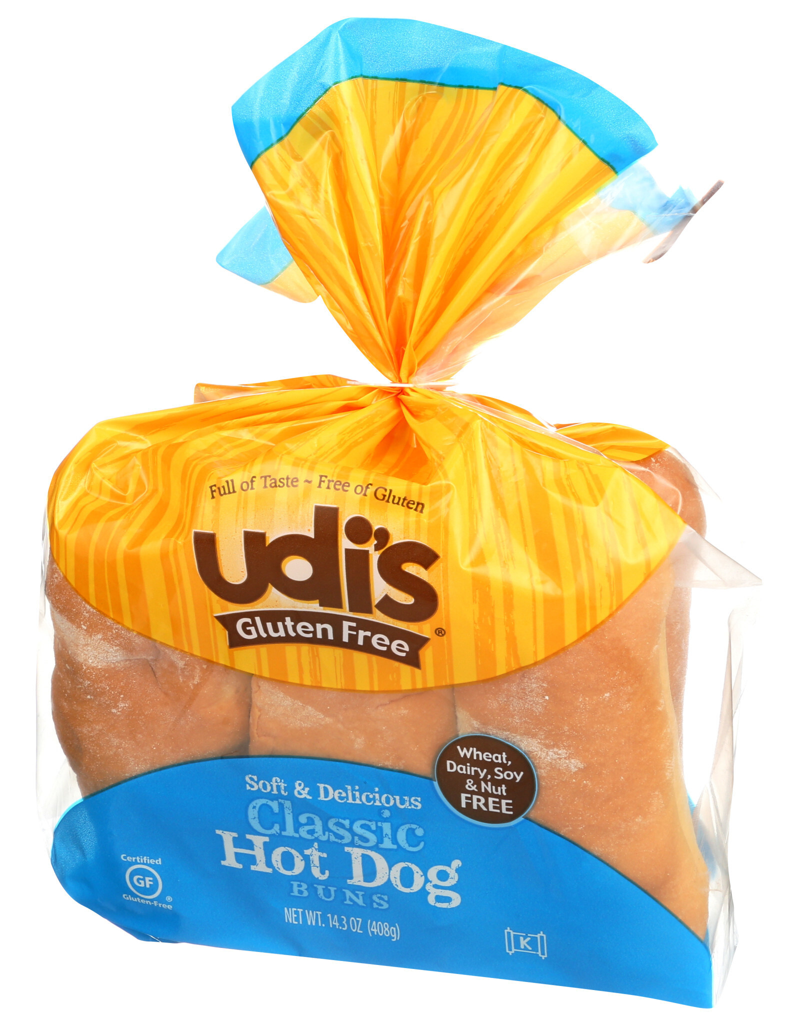 UDIS UDI'S BUNS, HOTDOG, 6 COUNT, 14.3 OZ.