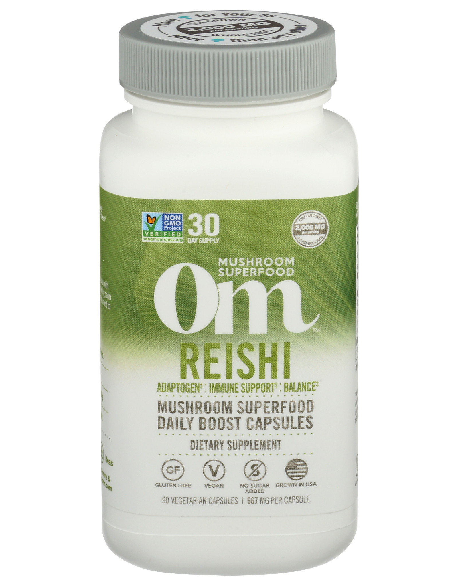Om Reishi Mushroom Powder 90 Veg Capsules