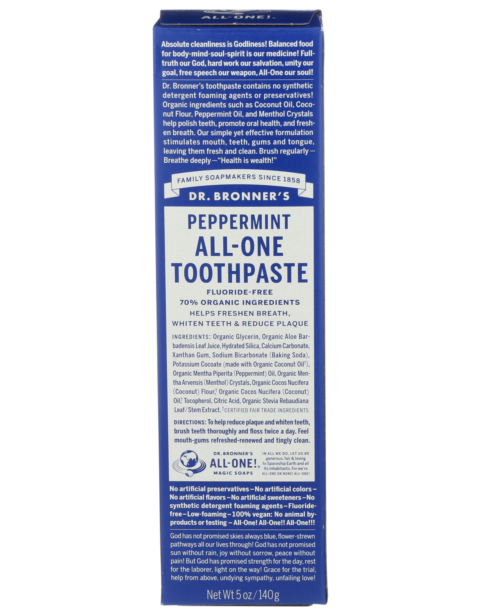 DR BRONNER X Dr. Bronners Peppermint All-One Toothpaste 5 oz