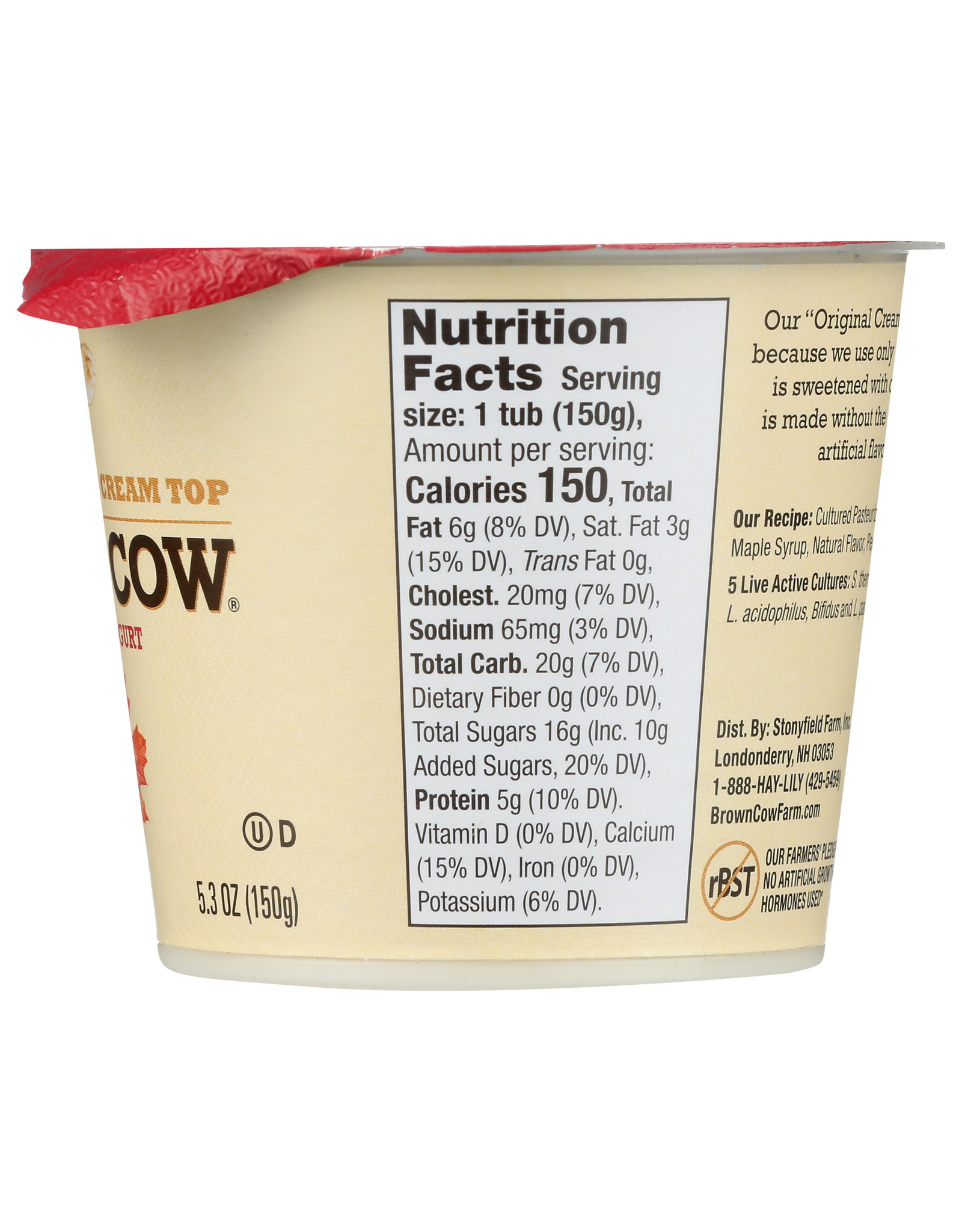 BROWN COW YOGURT CRM TOP MAPLE 5.3 OZ - Dutchmen Organics