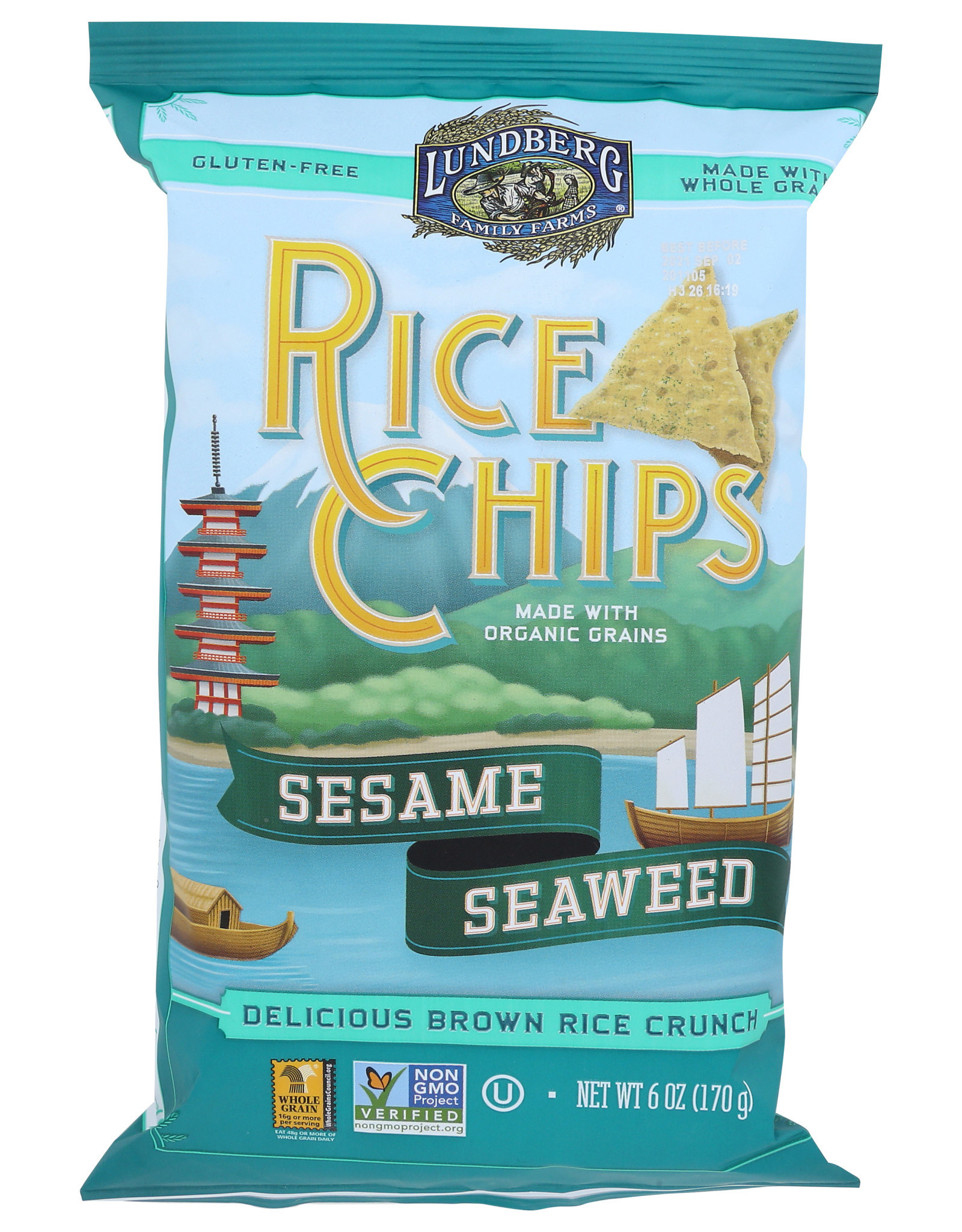 LUNDBERG CHIP RICE SESAME SEAWEED GF 6 OZ