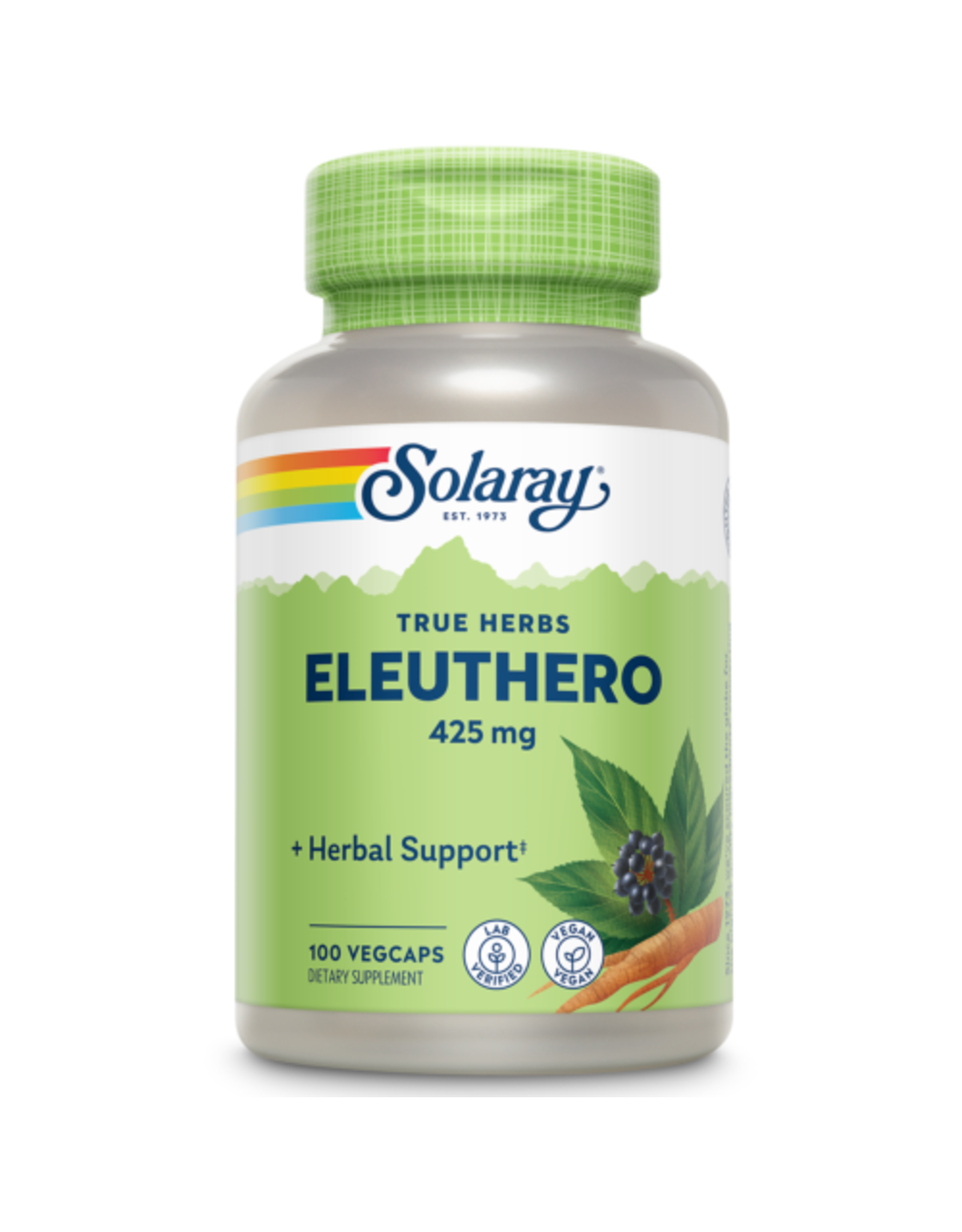 x Solaray Eleuthero 425mg 100 Vegetarian Capsules