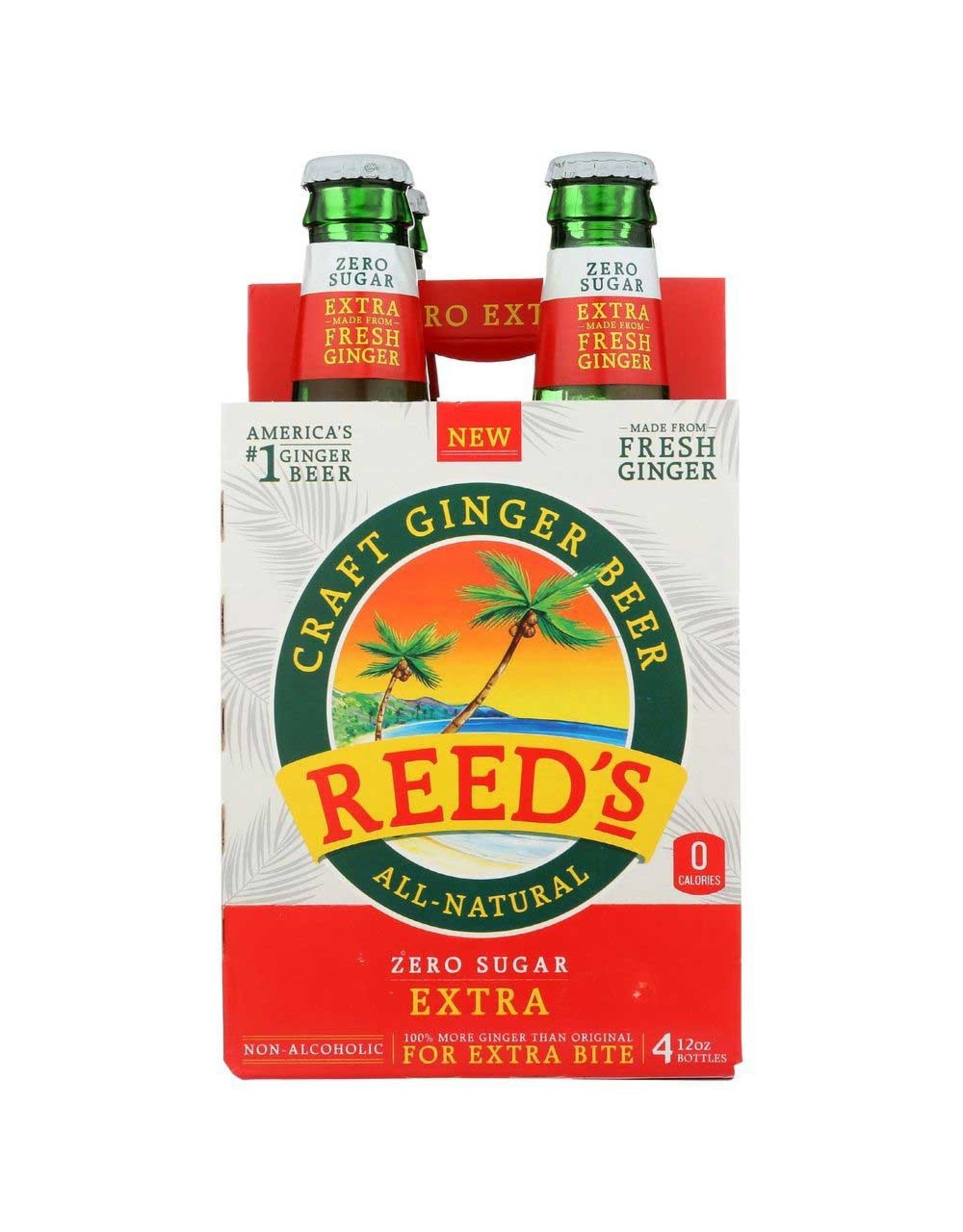 Reeds Soda Extra Ginger Beer 4pk Zero Sugar