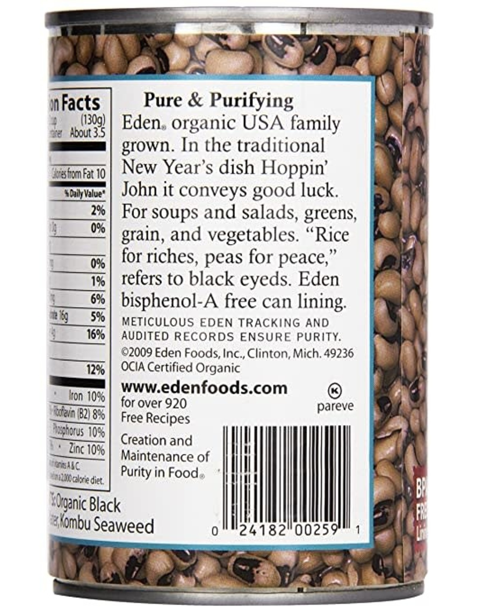 EDEN FOODS Eden Foods OG Black Eyed Peas