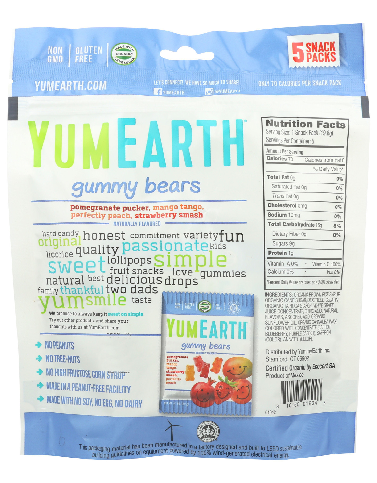 X Yum Earth Gummy Bear Snack Pack