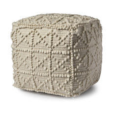 Leroy Ivory Wool Pouf