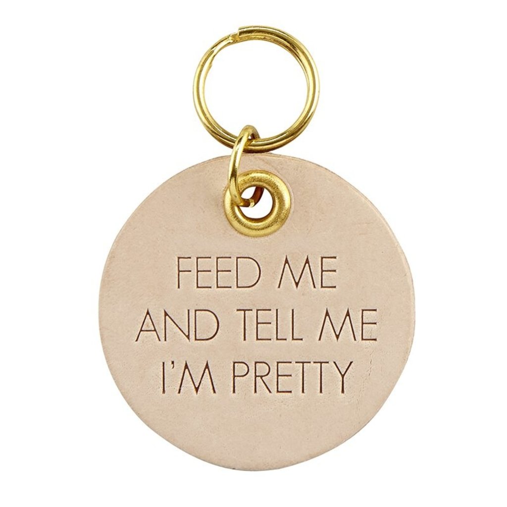 Feed Me Leather Pet Tag