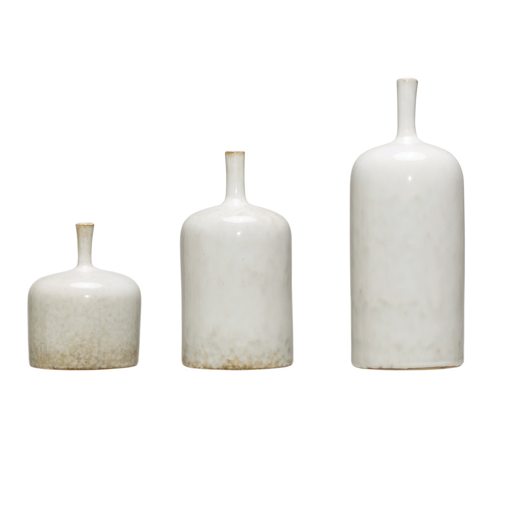 White Stoneware Vases