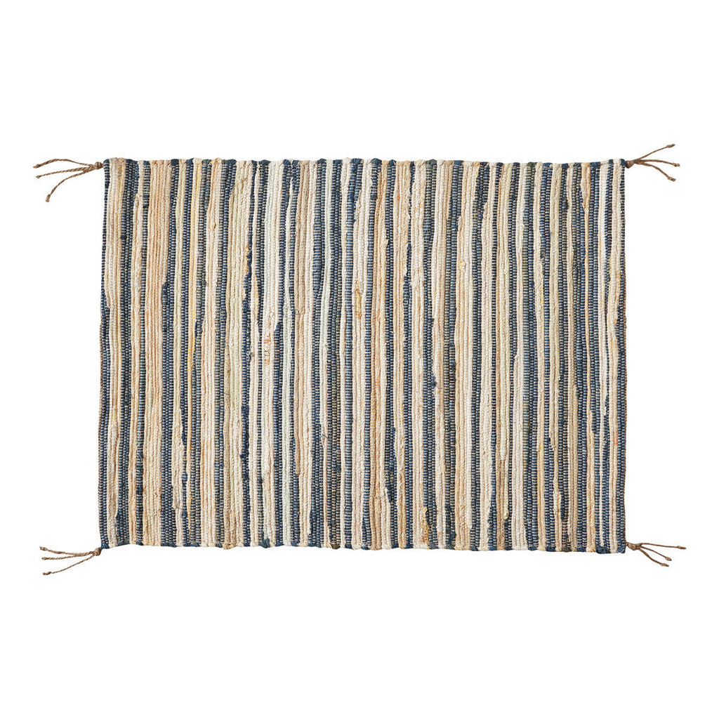 Chindi Rug with Blue Fringe