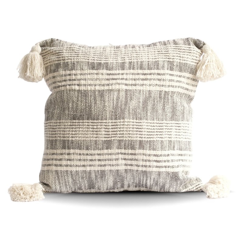 Cream & Charcoal Striped Pillow