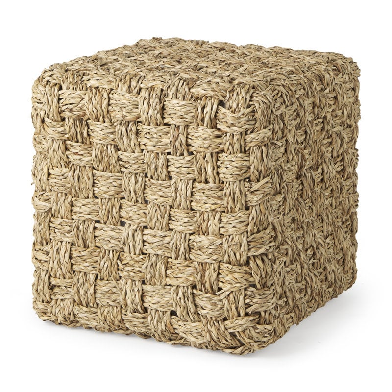 Adele Seagrass Woven Square Pouf