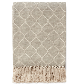 Embroidered Taupe Throw