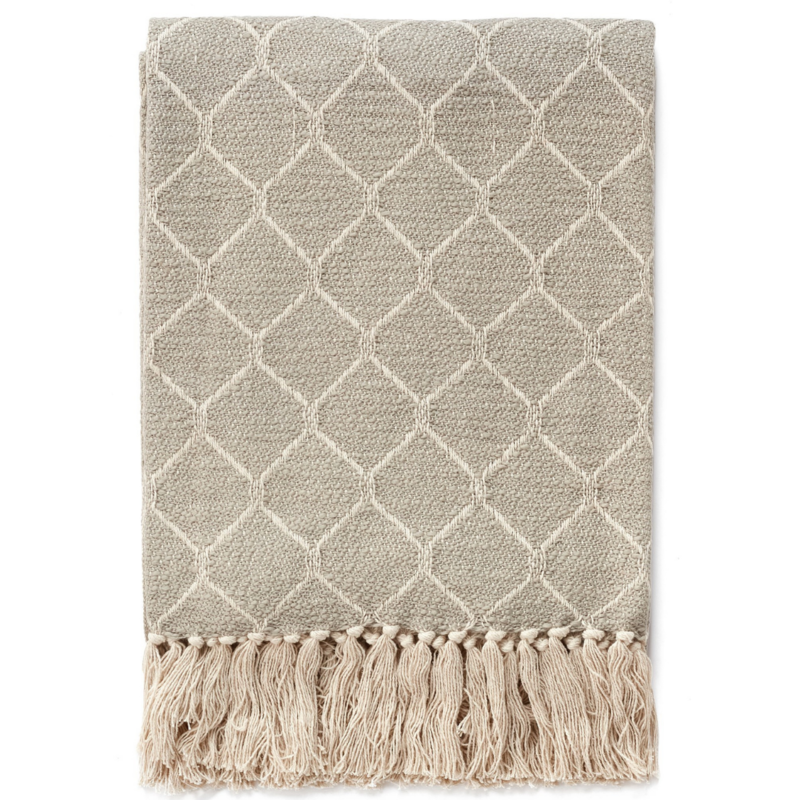 Embroidered Taupe Throw