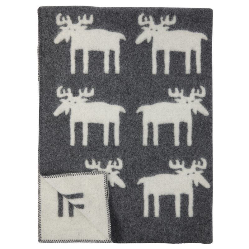 Grey Moose Wool Blanket