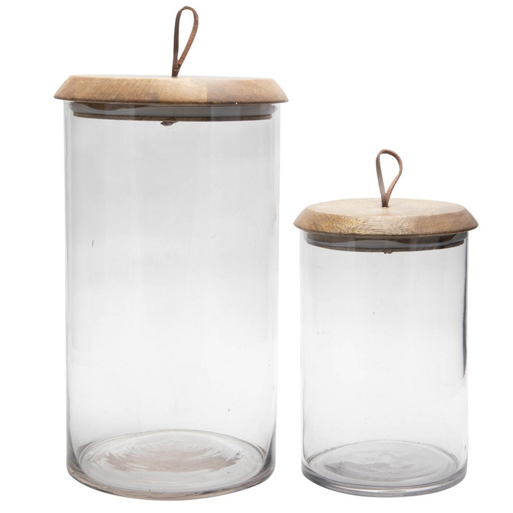 Wood & Glass Covered Jars