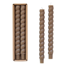 S/2 Unscented Taupe Twisted Tapers