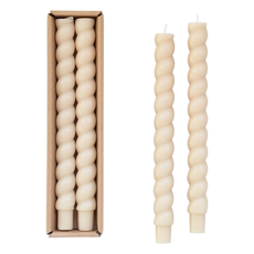 S/2 Unscented Cream Twisted Tapers