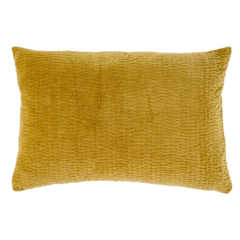 Gold Velvet Kantha Stitch Pillow