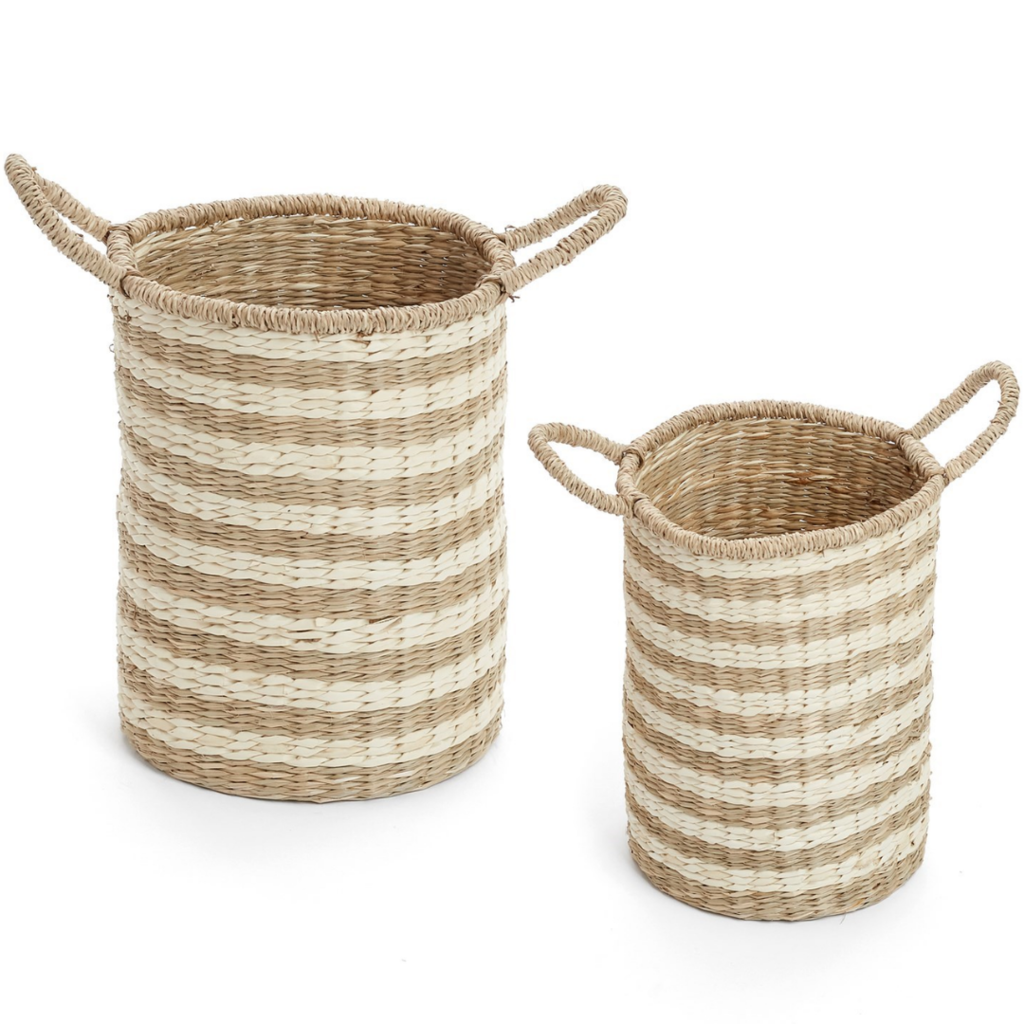 Striped Seagrass Baskets - Haven Home & Gift